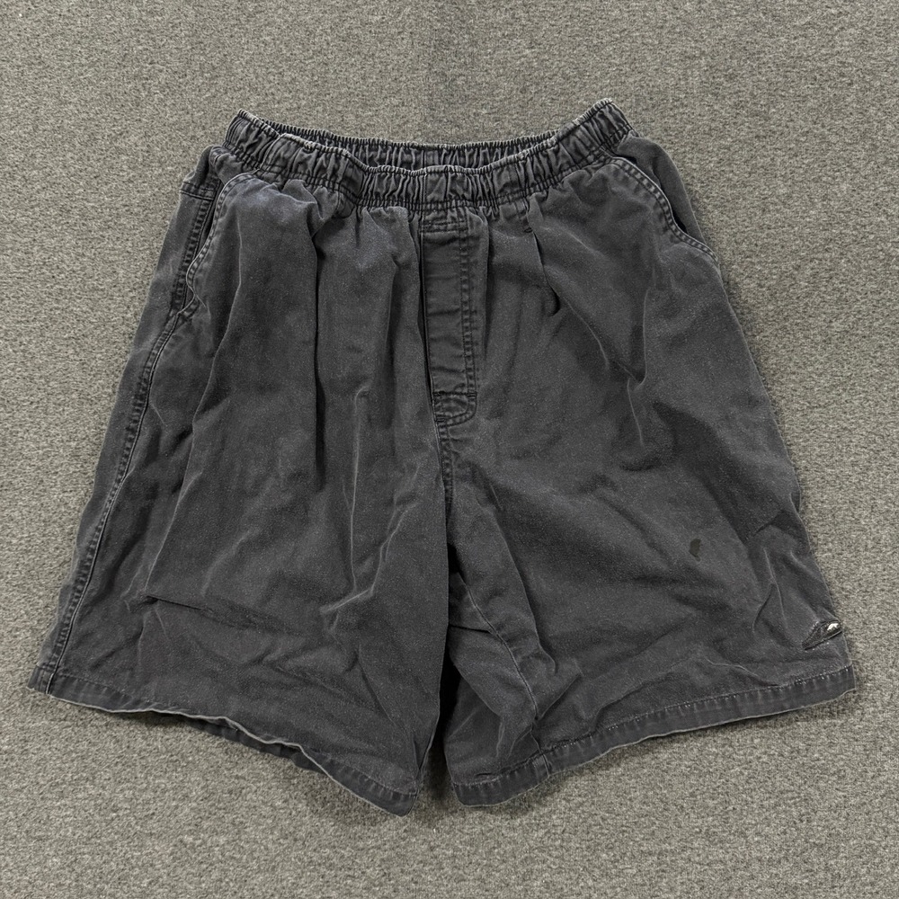 Vintage Quiksilver Cotton Shorts Mens Large Black Good Elastic Waist Faded Surf